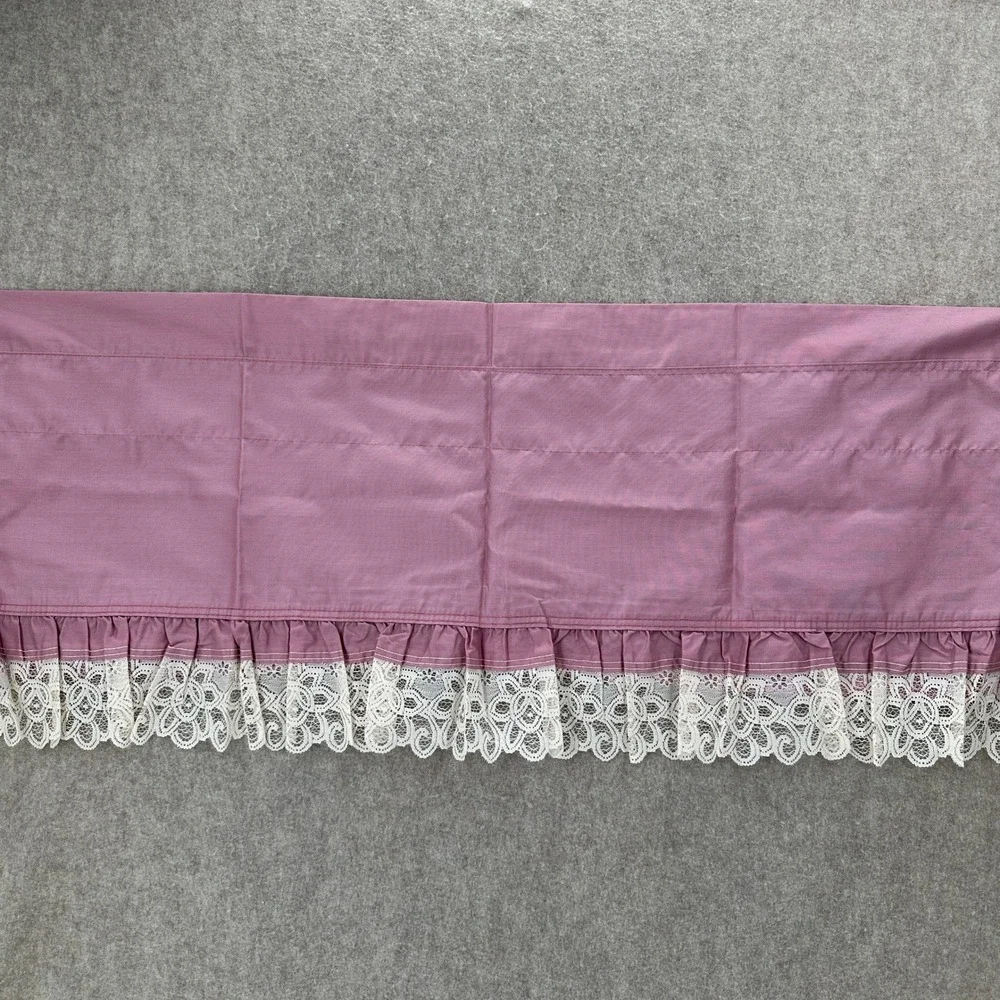 VTG Sears Mauve Pink Ruffled Lace Trim‎ Window Valance Panel Made in USA 17X79